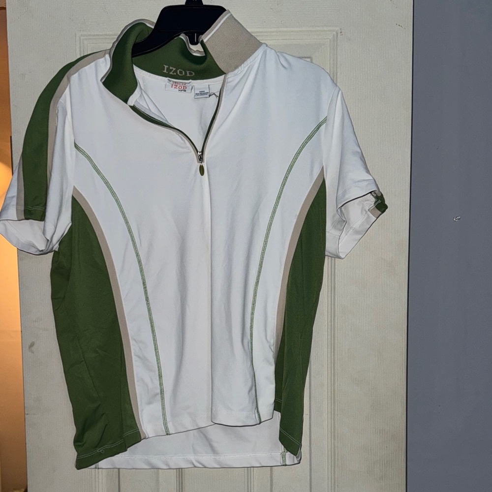 IZOD Green and White Golf Shirt